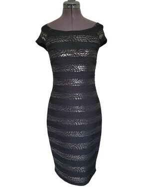 Frank Lyman Metallic Textured Bodycon Dress - Size 8